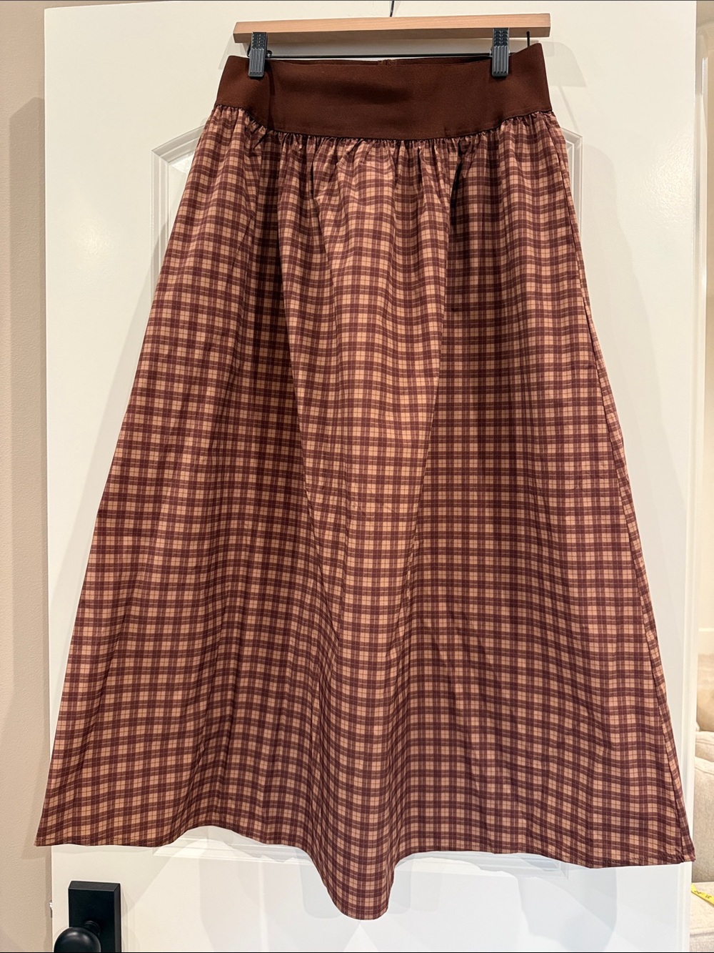Olivaceous Ran and Brown Midi Skirt